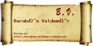 Barabás Valdemár névjegykártya